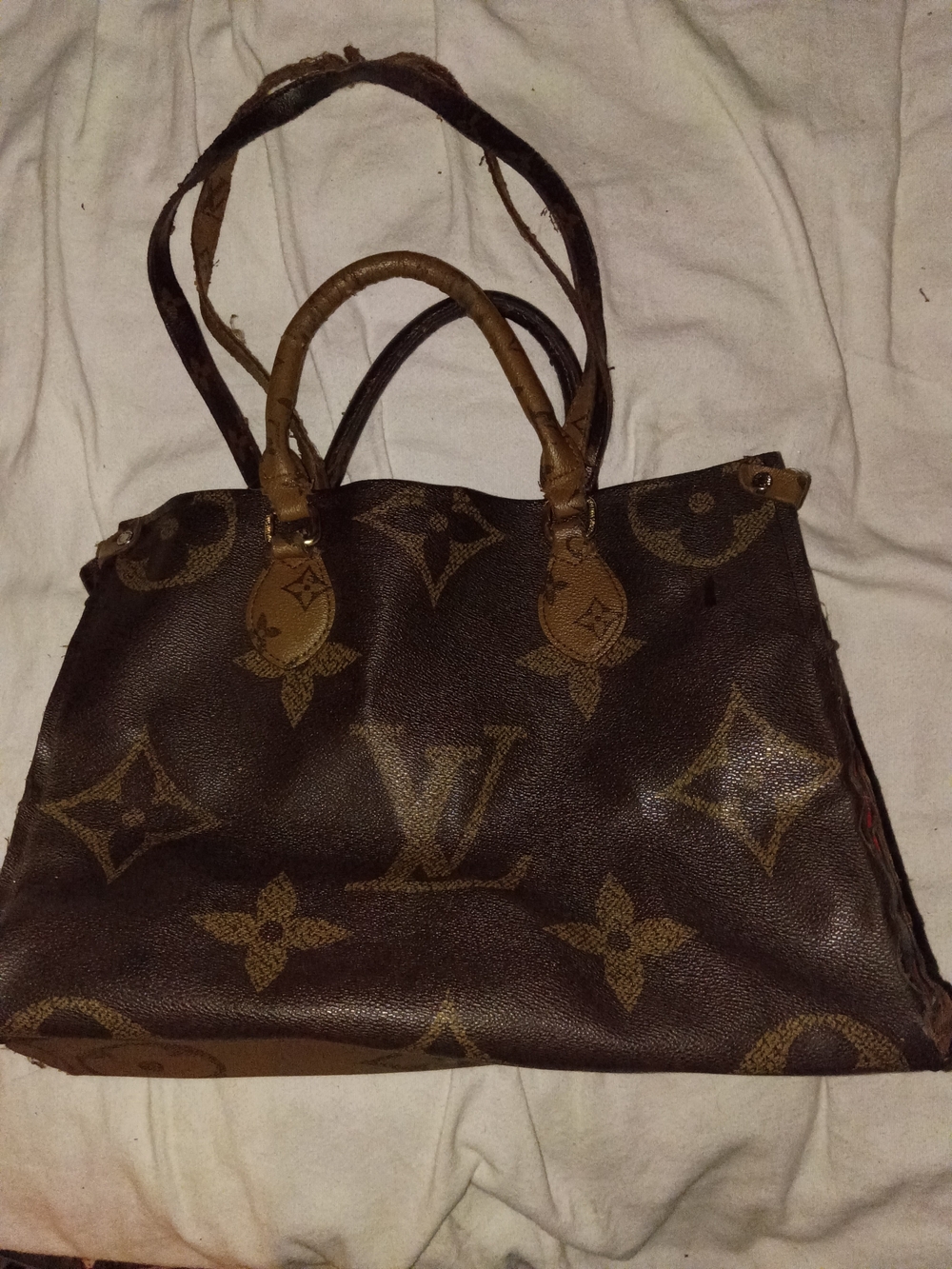 Louis Vuitton Brown Monogram Canvas Tote with Tan Accents